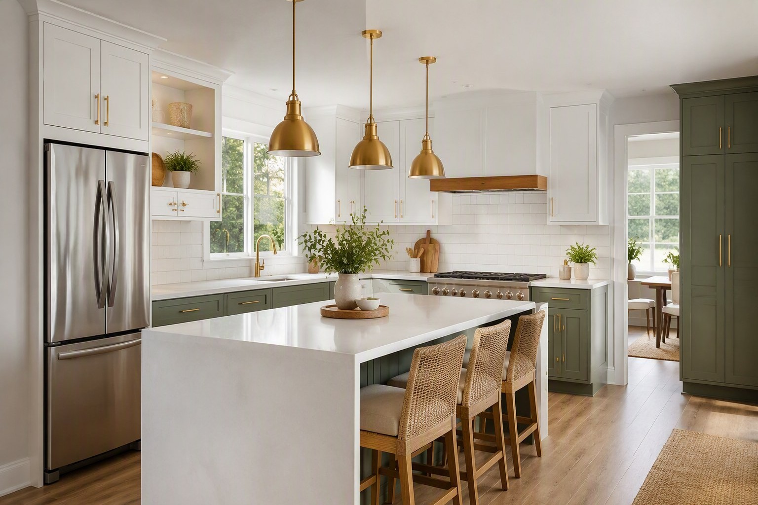 Completed kitchen remodel with new cabinets and counters in a Pasco WA home